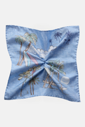 Pynteklud, lyseblå med palmer