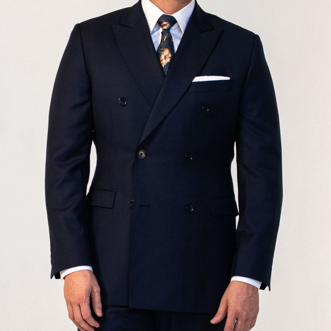 Dobbeltradet Navy Jakke
