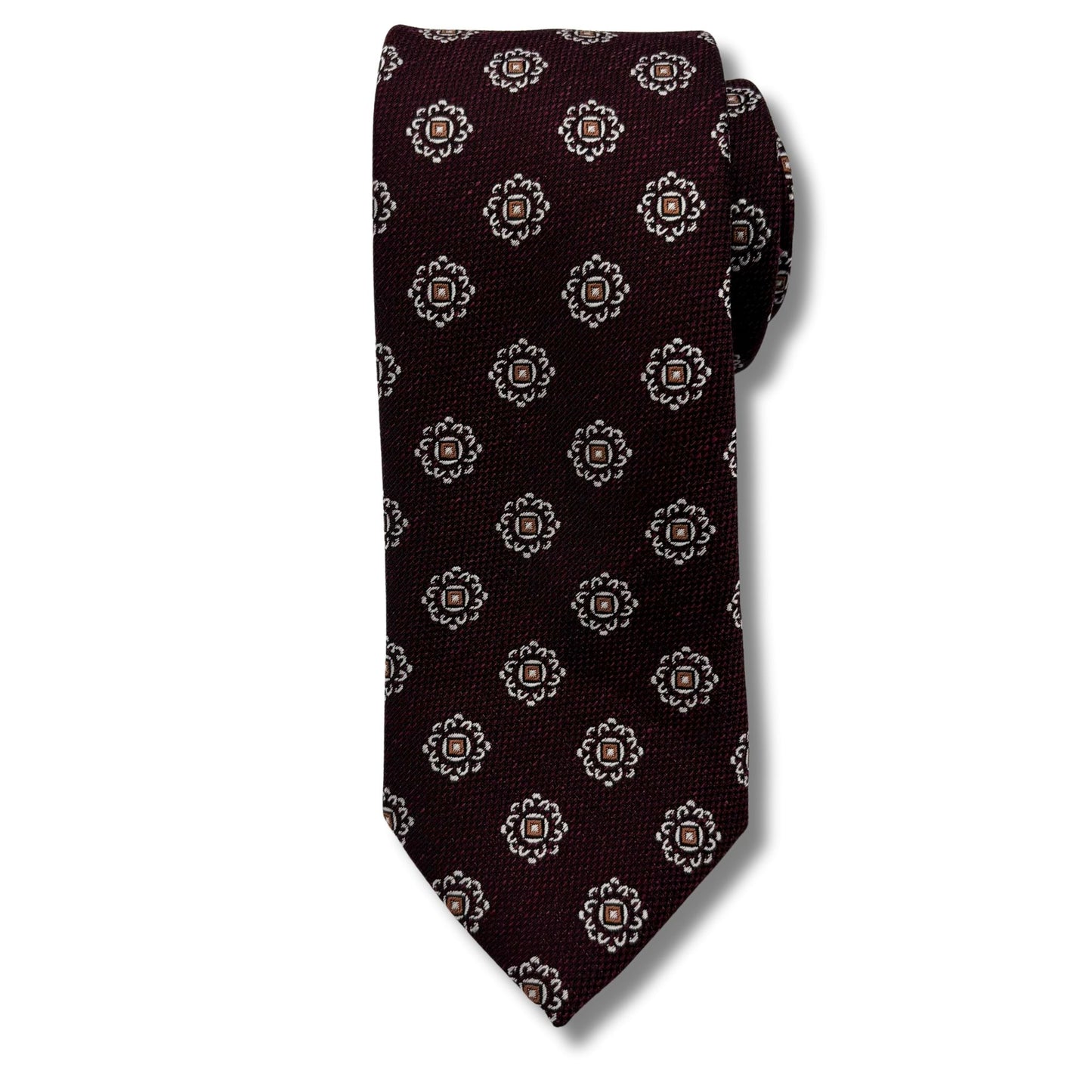 Slips, Vinrød med orange mønster