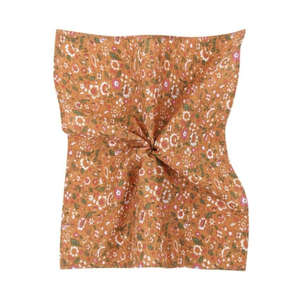 Pynteklud, orange med blomster