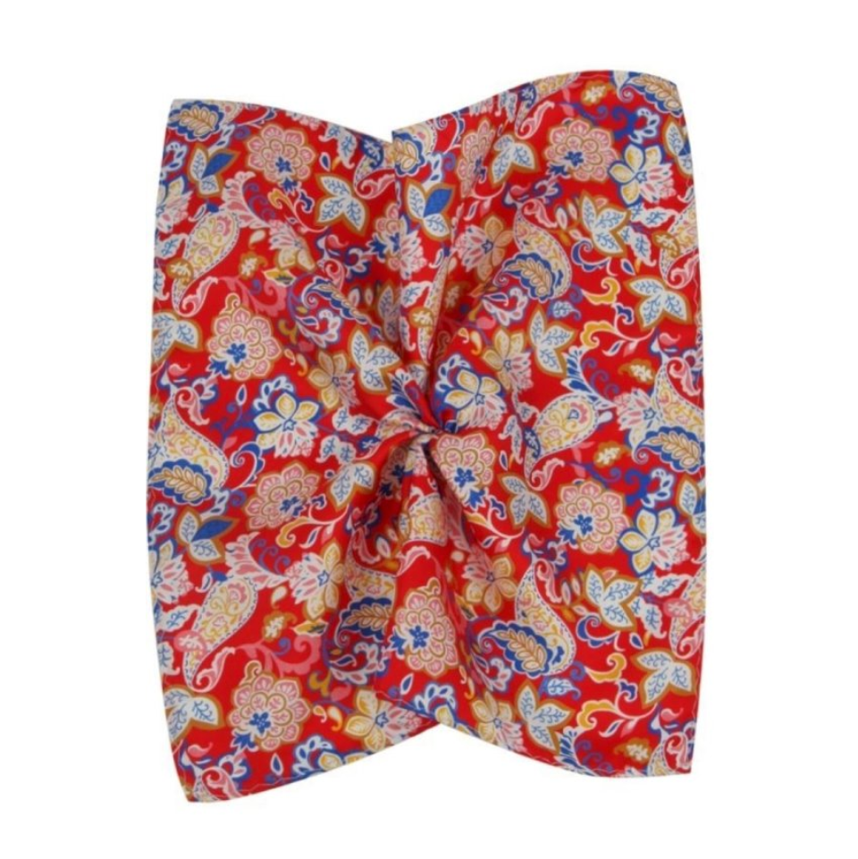 Pynteklud, rød med blomster