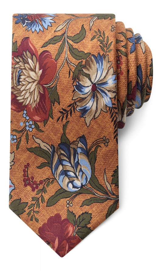 Slips, Italiensk, Orange med Blomster (OTR)