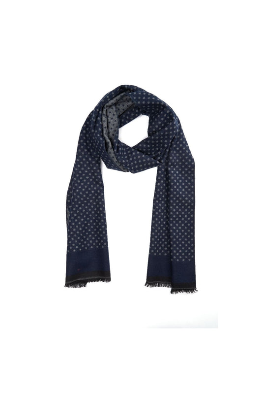 Silketørklæde, blå med grå prikker