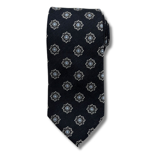 Slips, Sort med Hvide/Blå mønster