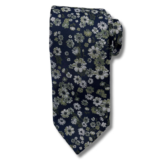 Slips, Navy/Grøn blomstret