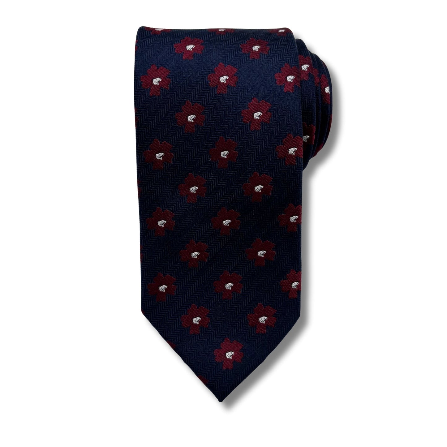 Silke Slips, Navy/Vin blomstret