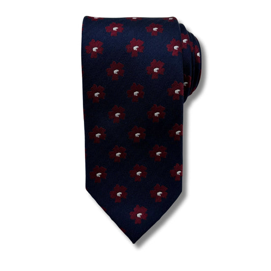 Silke Slips, Navy/Vin blomstret