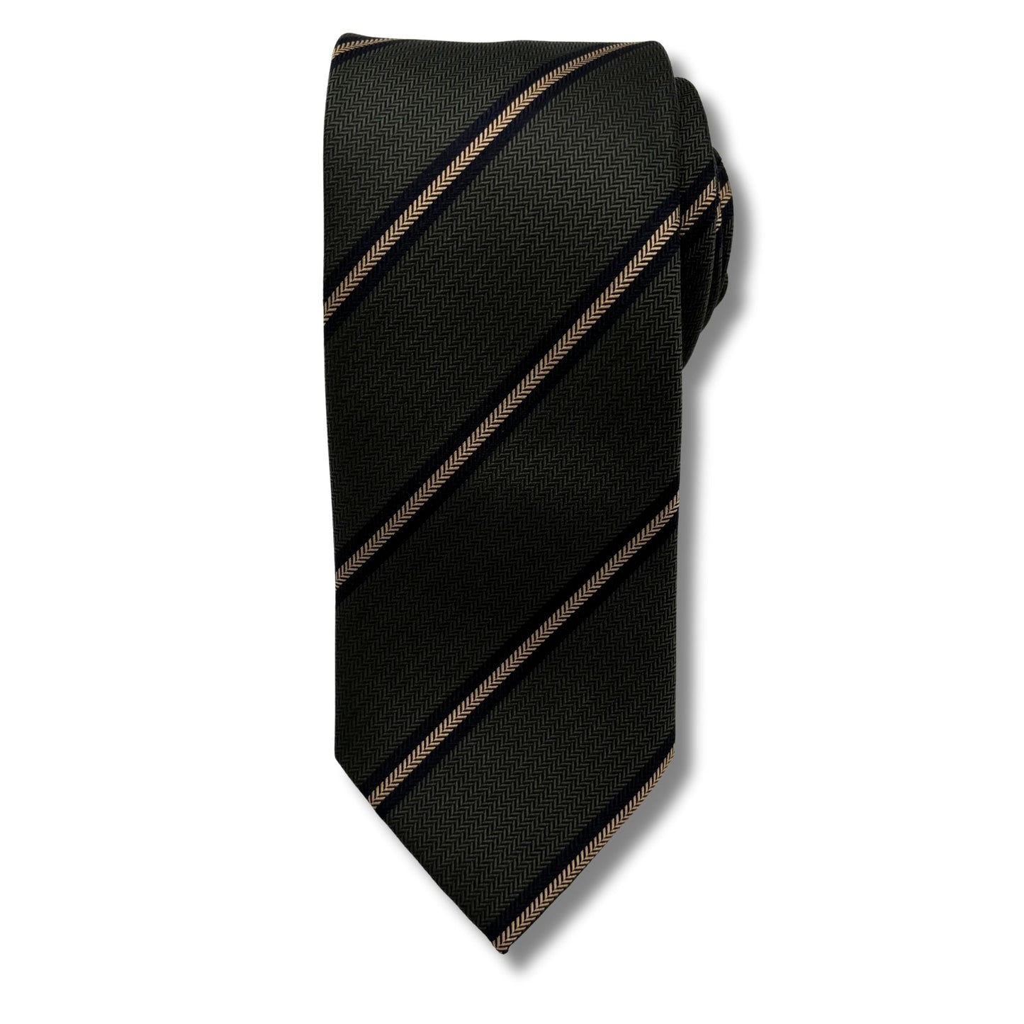 Silke Slips, Grøn/Navy og mocca stribet