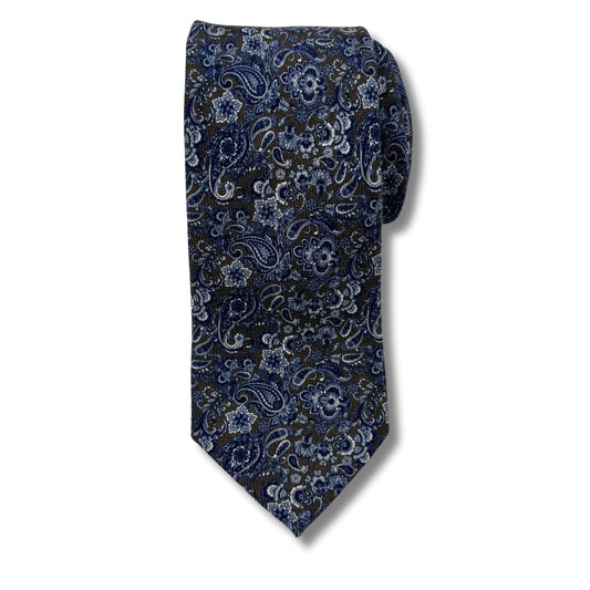 Uld Slips, Grå/navy blomstret