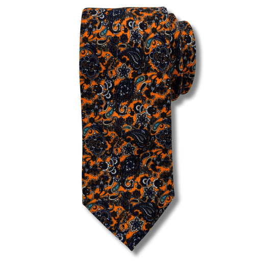 Uld Slips, Orange/navy blomstret